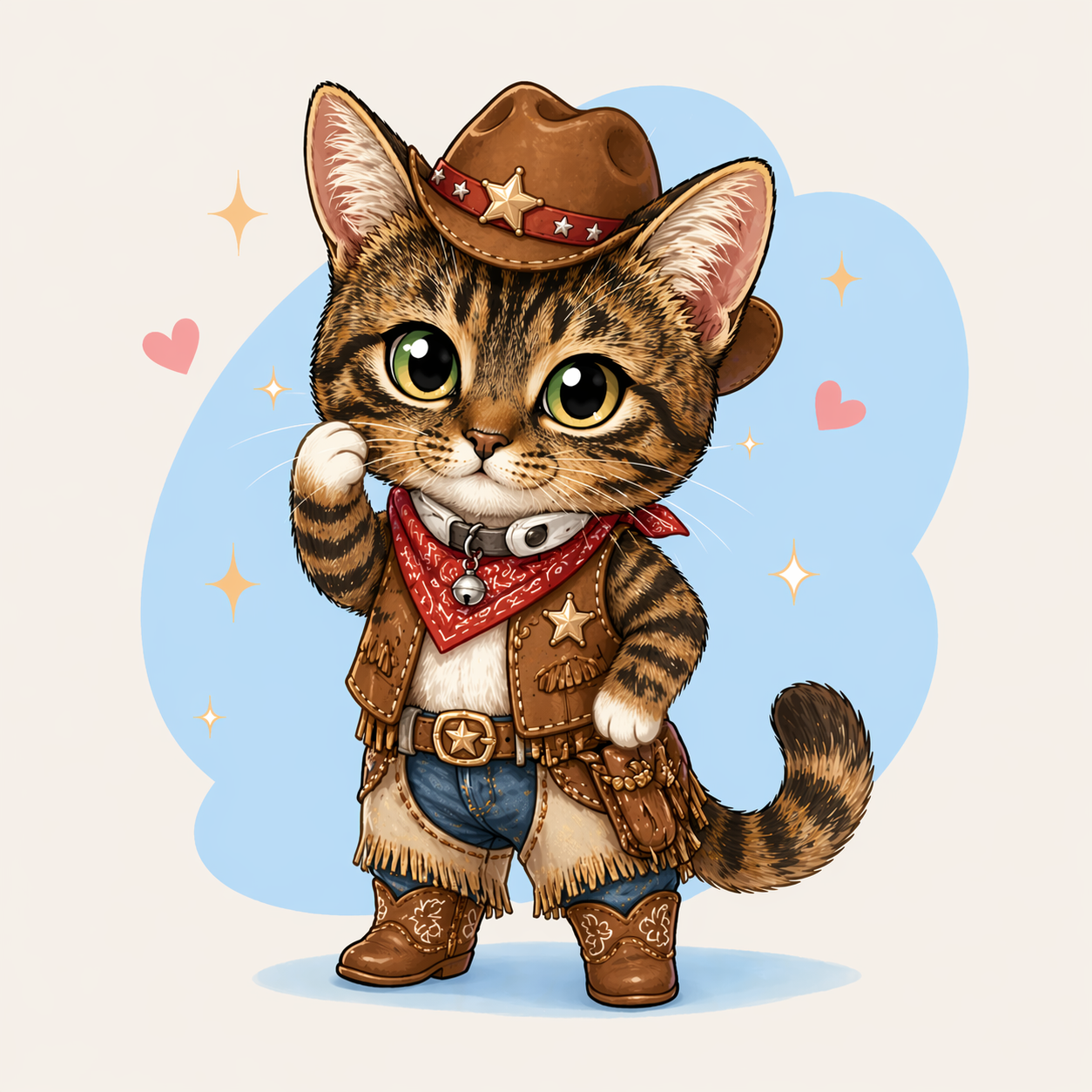 Young Lord cowboy cat in blue
