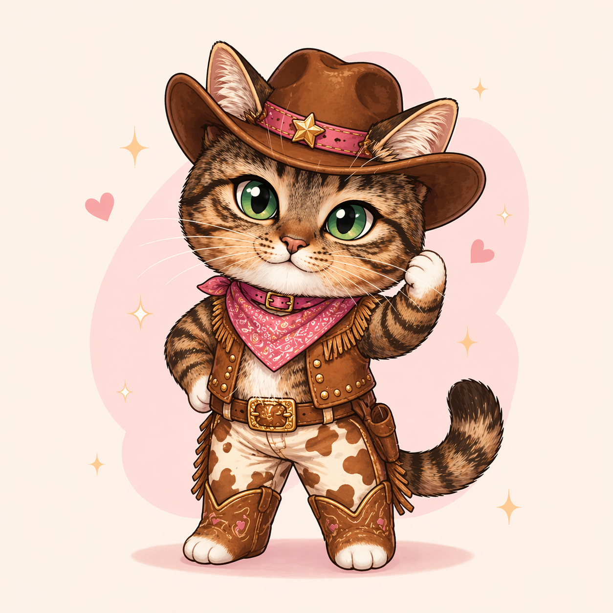 Young Lord cowboy cat in pink